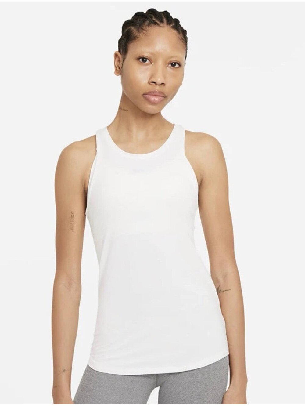 New - Nike Dri-FIT One Luxe Women’s Slim Fit Tank -White /Gray -Size M